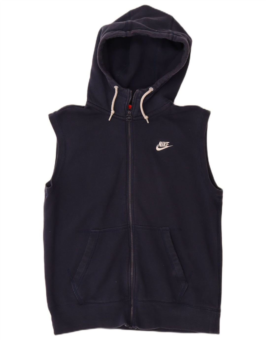 Pulover NIKE pentru femei, fără mâneci, cu fermoar, cu glugă, UK 16, mare, bleumarin, bumbac