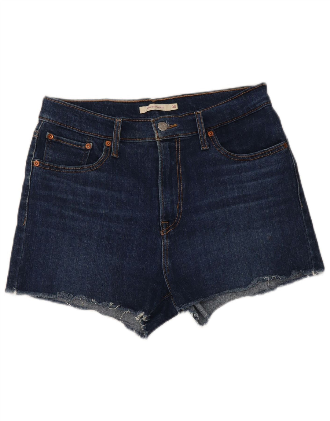 Pantaloni scurți Levi's din blugi cu talie mare pentru femei W30, bumbac albastru mediu