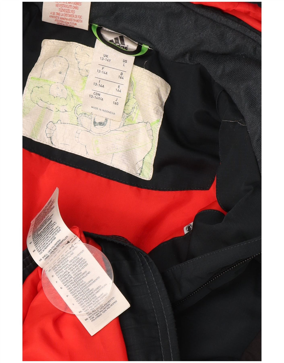 Jachetă căptușită cu glugă ADIDAS pentru băieți 13-14 ani, albastru bleumarin, color block