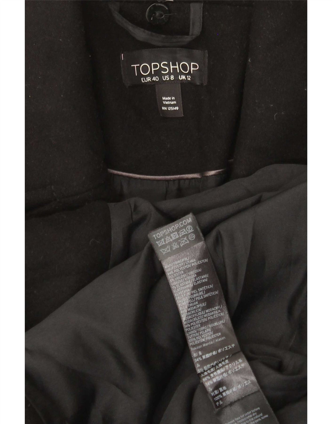 Topshop Pardesiu pentru femei UK 12 Poliester mediu negru