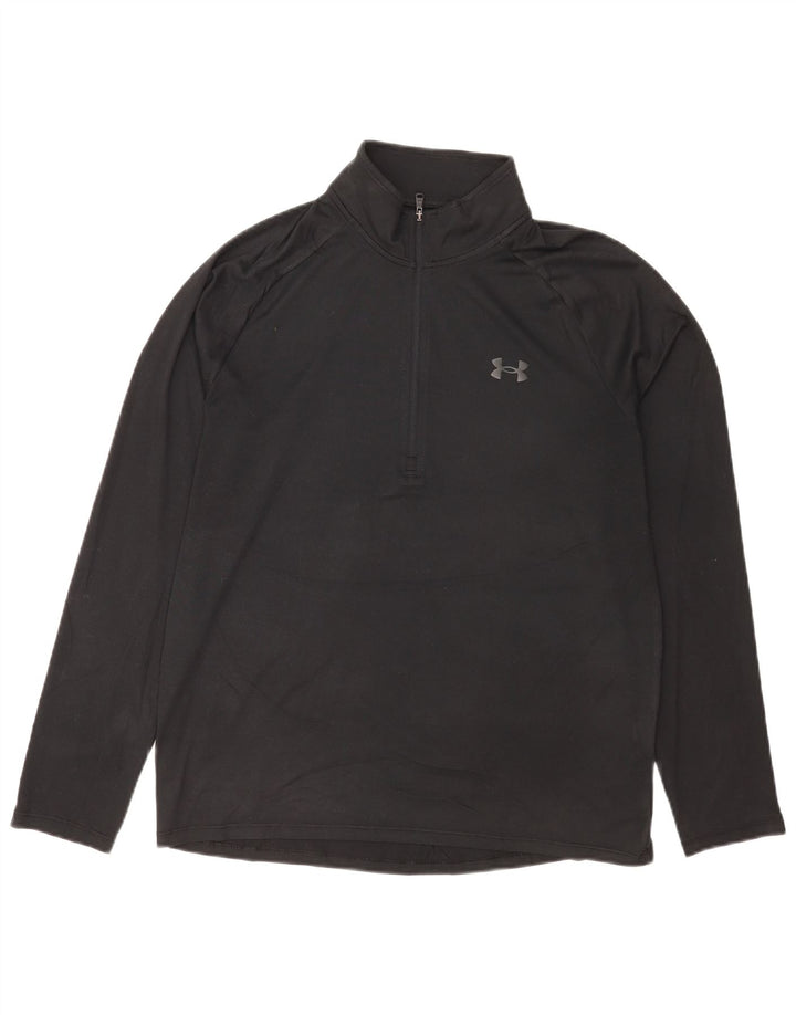 Top de trening Under Armour pentru bărbați, cu fermoar și gât, negru mediu