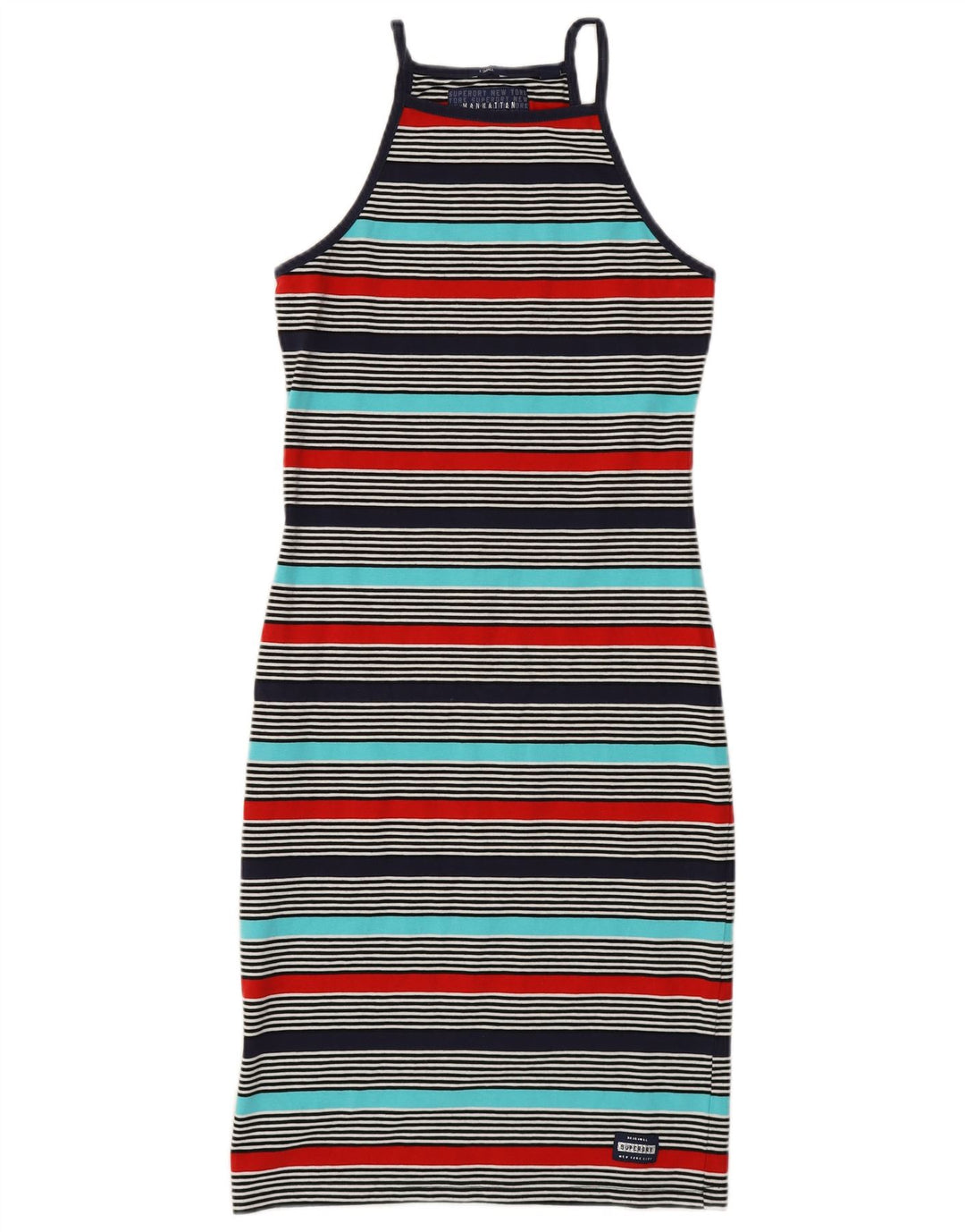SUPERDRY rochie tricou Manhattan pentru femei UK 6 XS cu dungi multicolore