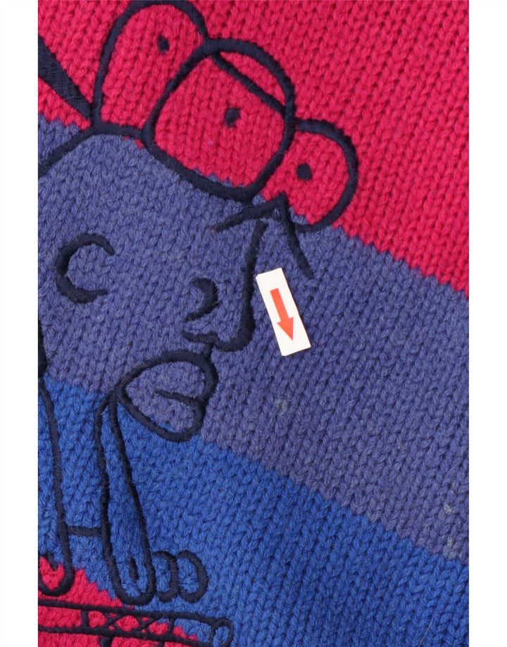 Pulover vintage pentru bărbați, cu grafică, cu decolteu, în dungi mari, multicolore