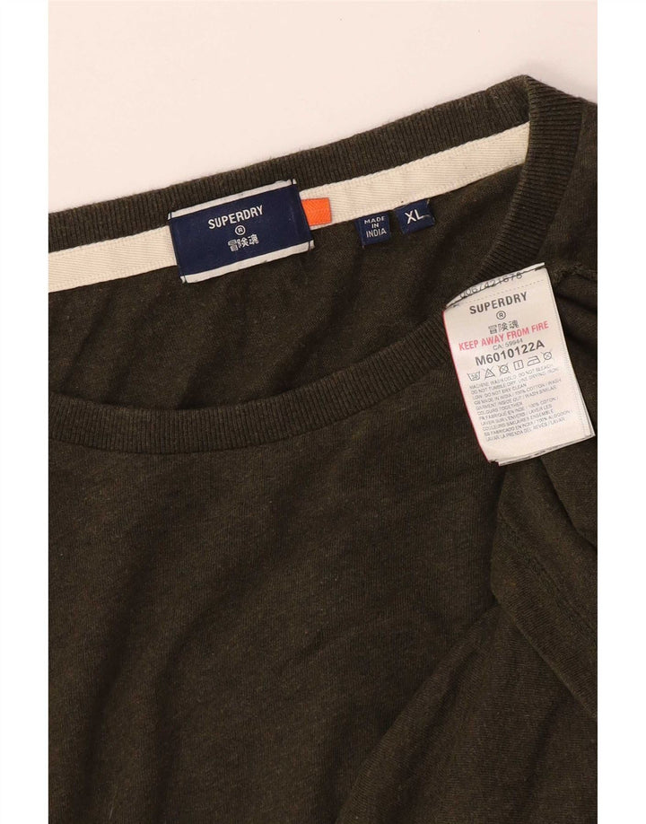 Top pentru bărbați Superdry cu mânecă lungă XL din bumbac kaki