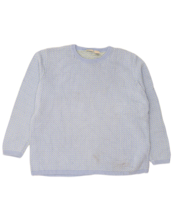 L.L.Bean Womens Boat Neck Jumper Sweater UK 18 XL Blue Flecked Cotton