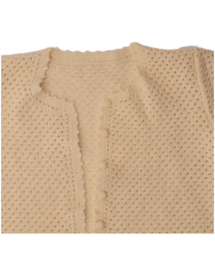 VINTAGE Pulover cardigan cu mânecă scurtă pentru femei UK 14 Medium Off White