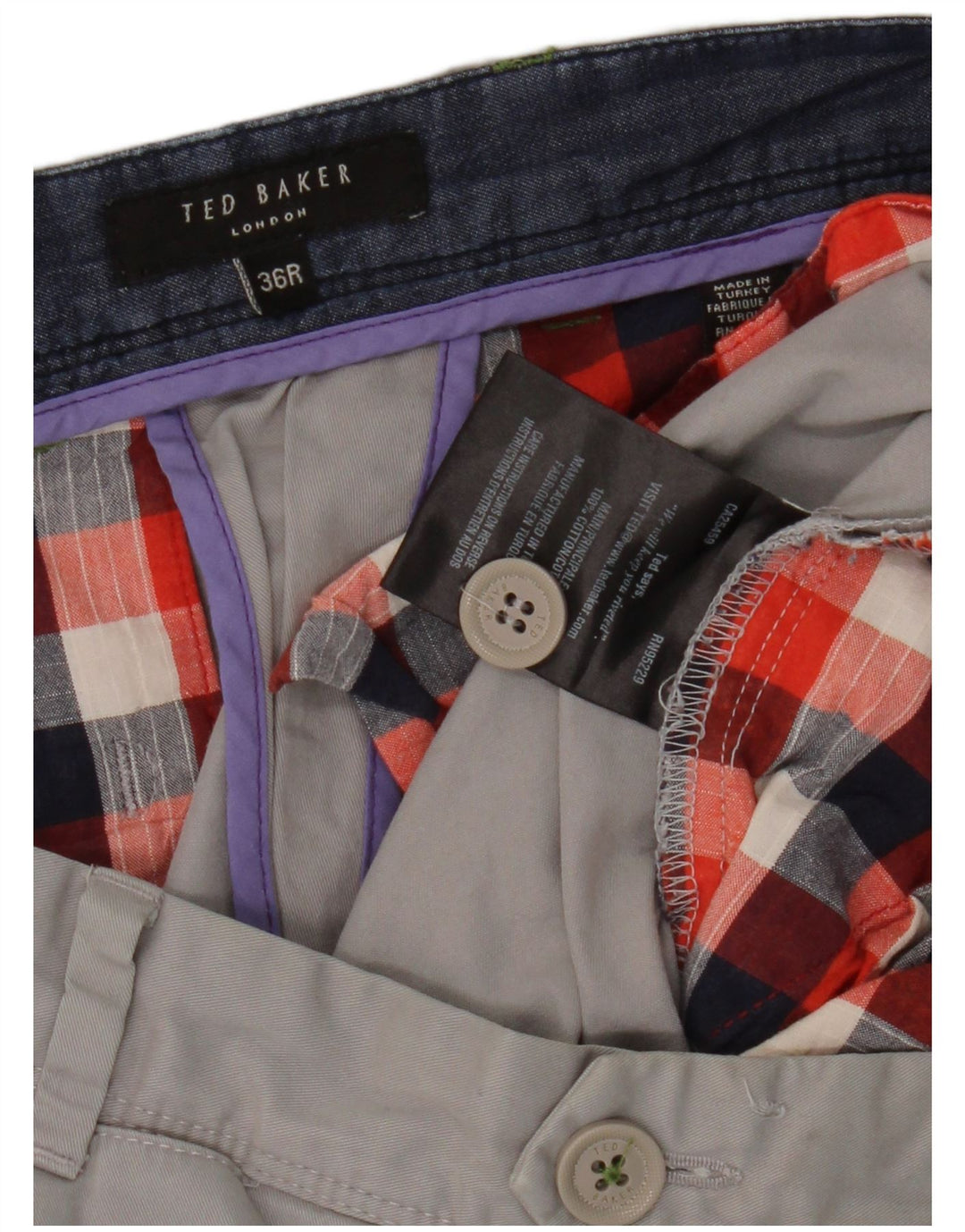 Pantaloni chino drepți Ted Baker pentru bărbați L36 L31 bumbac gri