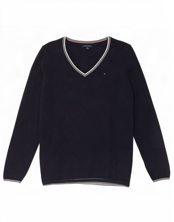 Pulover pentru femei Tommy Hilfiger cu decolteu în V UK 12 Medium Bleumarin