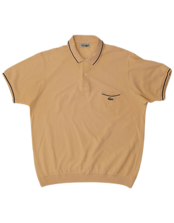 Pulover pentru bărbați Lacoste Sherpa cu gât polo Mărimea 7 2XL cu dungi galbene