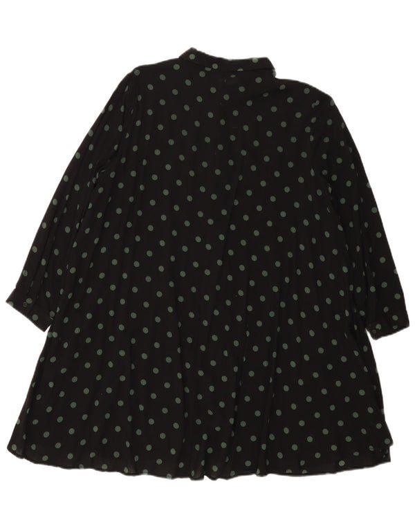 Rochie cămașă supradimensionată pentru femei Zara, cu mâneci 3/4, UK 10, negru, cu buline mici