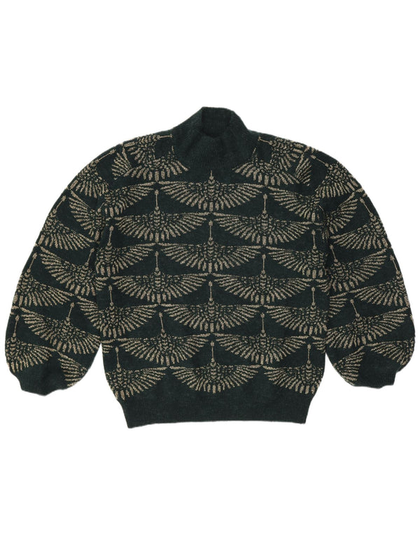 Pulover vintage cu gât țestoasă pentru femei UK 14 verde mediu