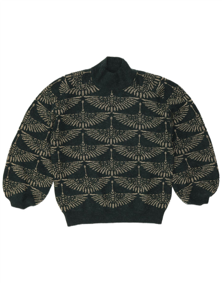 Pulover vintage cu gât țestoasă pentru femei UK 14 verde mediu
