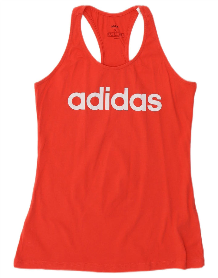 Vesta grafică pentru femei Adidas UK 8/10 Bumbac roșu mic