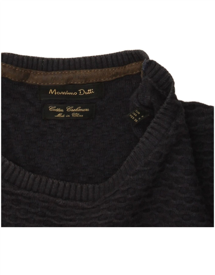 Pulover Massimo Dutti pentru bărbați cu gât crew pulover mic din bumbac bleumarin