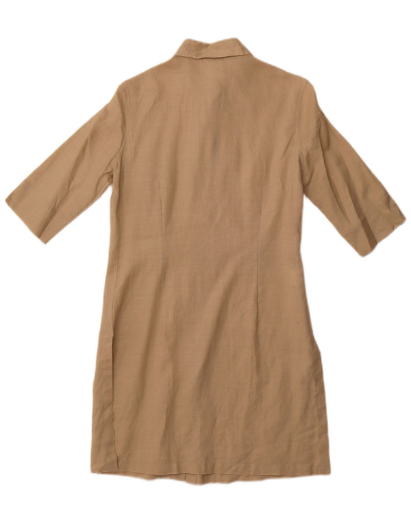 Rochie cămașă cu mâneci scurte pentru femei Stefanel UK 12 Medium Beige Ramie