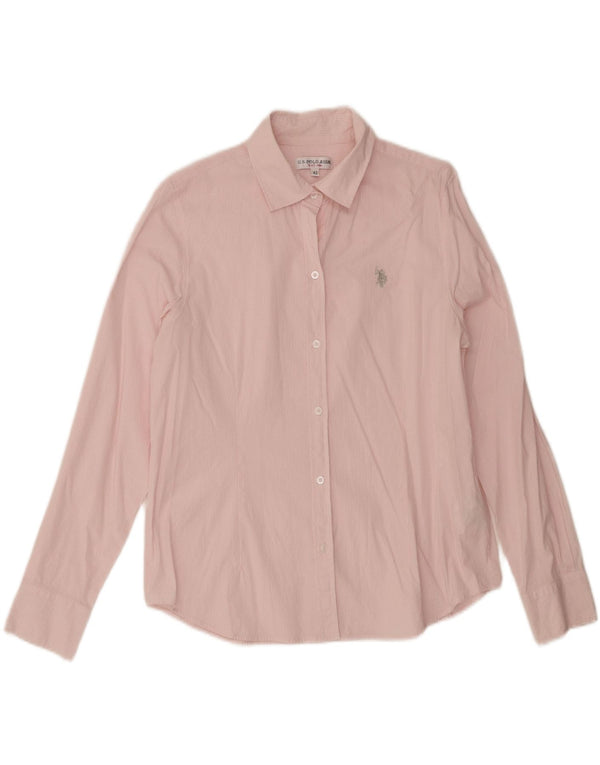 U.S. Polo Assn. Womens Shirt IT 42 Medium Pink Striped Cotton