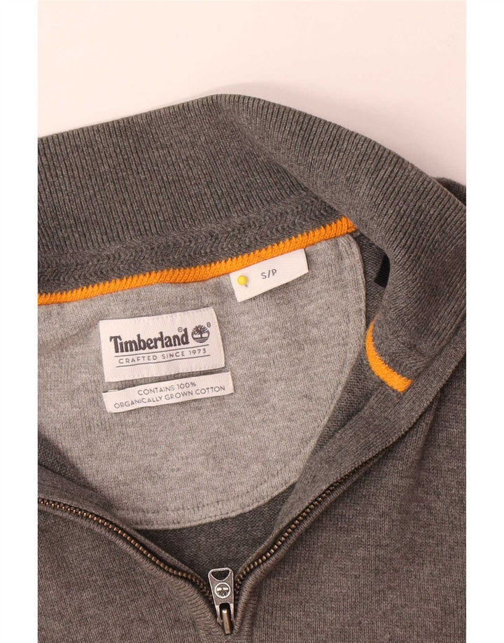 Pulover pentru bărbați Timberland, cu fermoar, cu gât, bumbac, gri mic