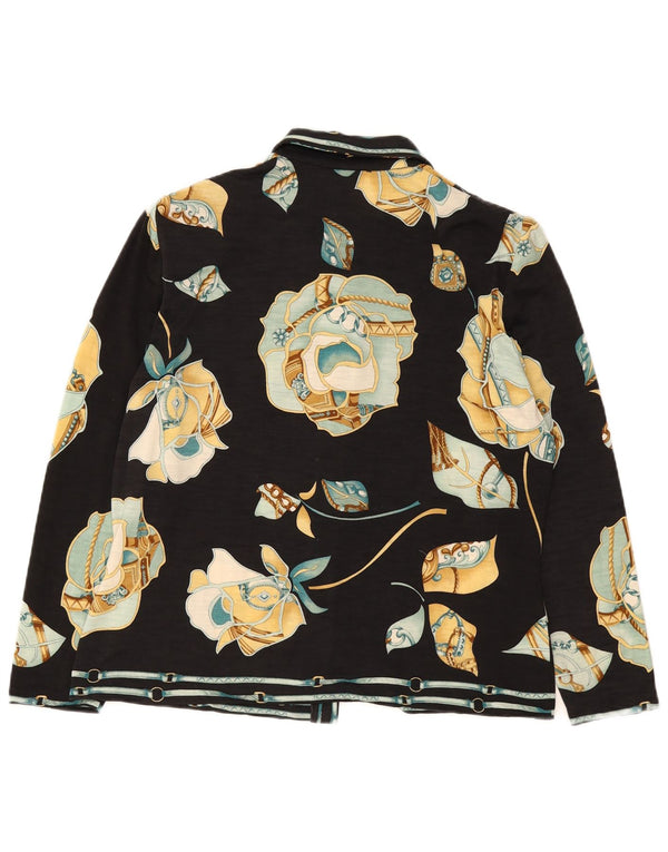Pulover cardigan pentru femei Botto IT 50 XL Lână neagră florală