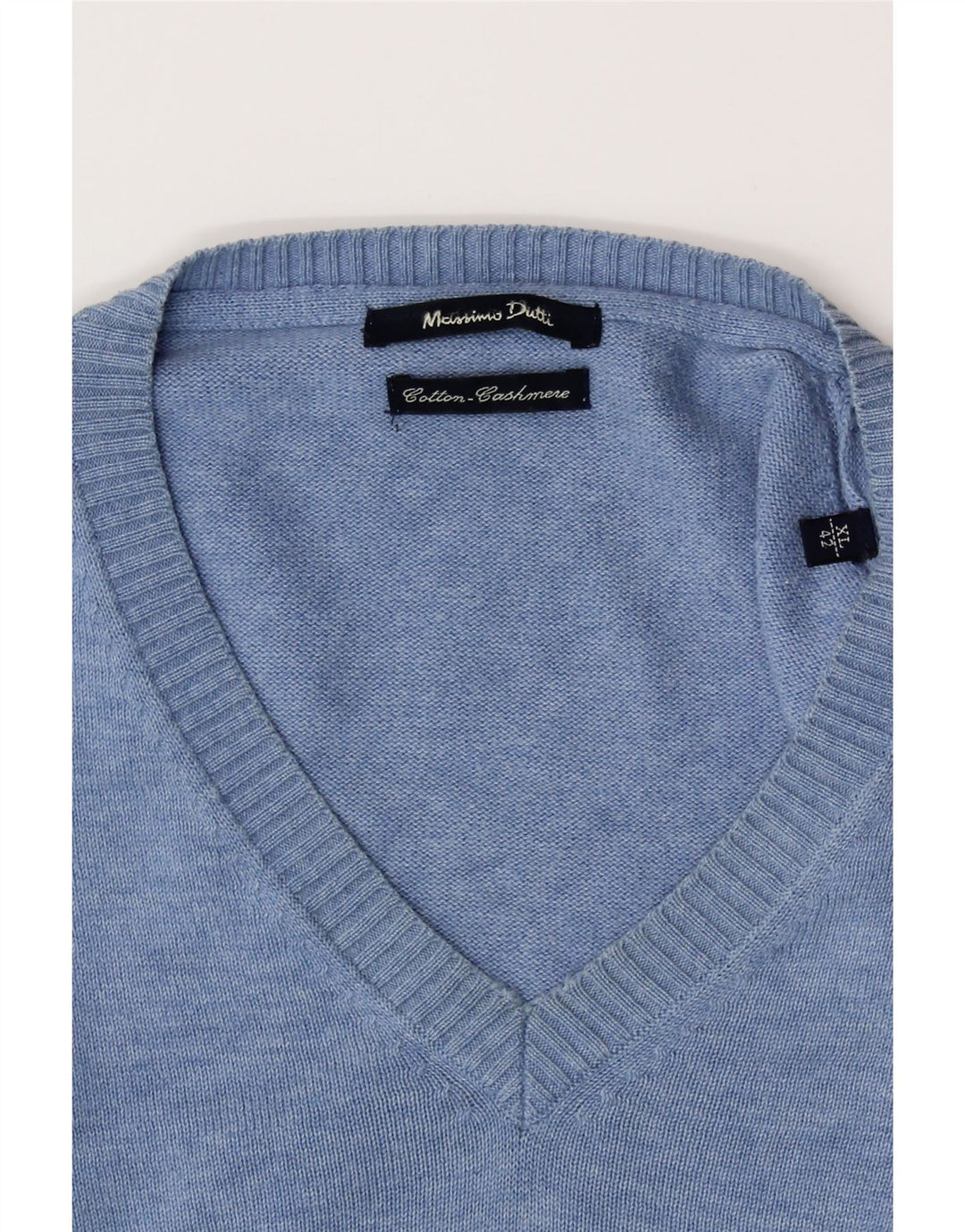 MASSIMO DUTTI Mens V-Neck Jumper Sweater XL Blue Cotton Vintage Massimo Dutti and Second-Hand Massimo Dutti from Messina Hembry 