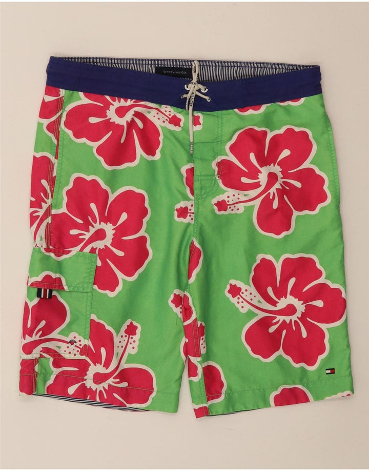 TOMMY HILFIGER Pantaloni scurți de înot pentru bărbați Poliester floral mic, verde