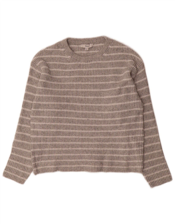 Pulover pentru femei Marks & Spencer cu decolteu triplu UK 14 Medium Gri cu dungi