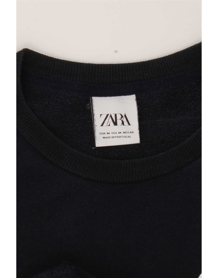 Pulover cu grafică Zara pentru bărbați, albastru bleumarin mediu