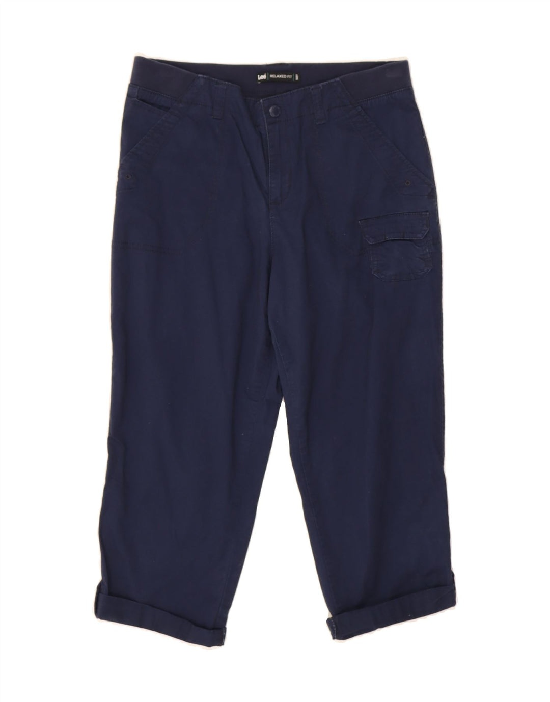 LEE Womens Relaxed Fit Cargo Bermuda Shorts US 10 Large W32 Navy Blue Vintage Lee and Second-Hand Lee from Messina Hembry 