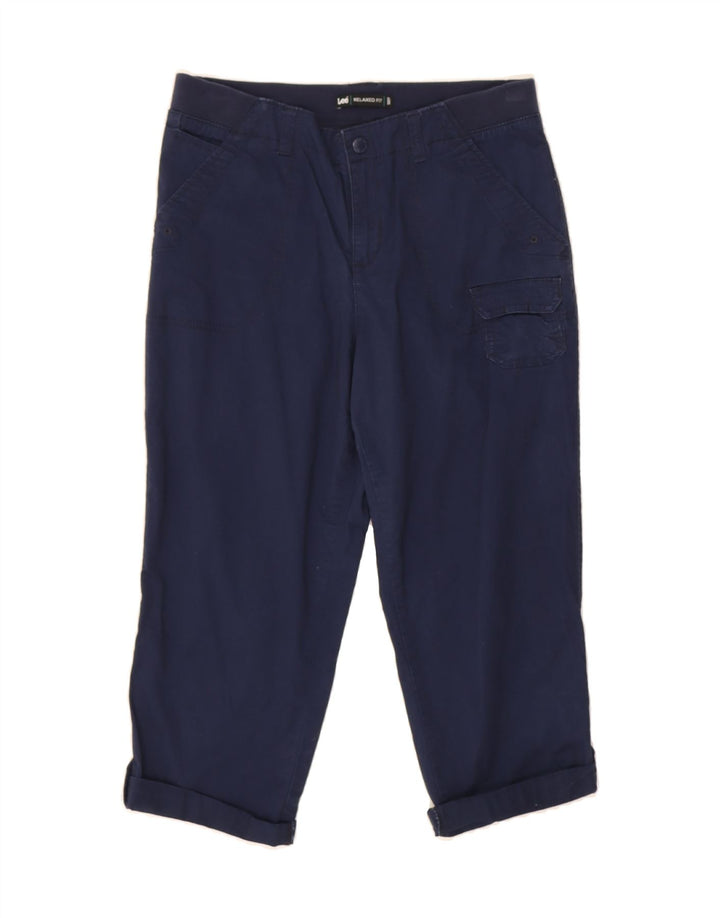 LEE Womens Relaxed Fit Cargo Bermuda Shorts US 10 Large W32 Navy Blue Vintage Lee and Second-Hand Lee from Messina Hembry 