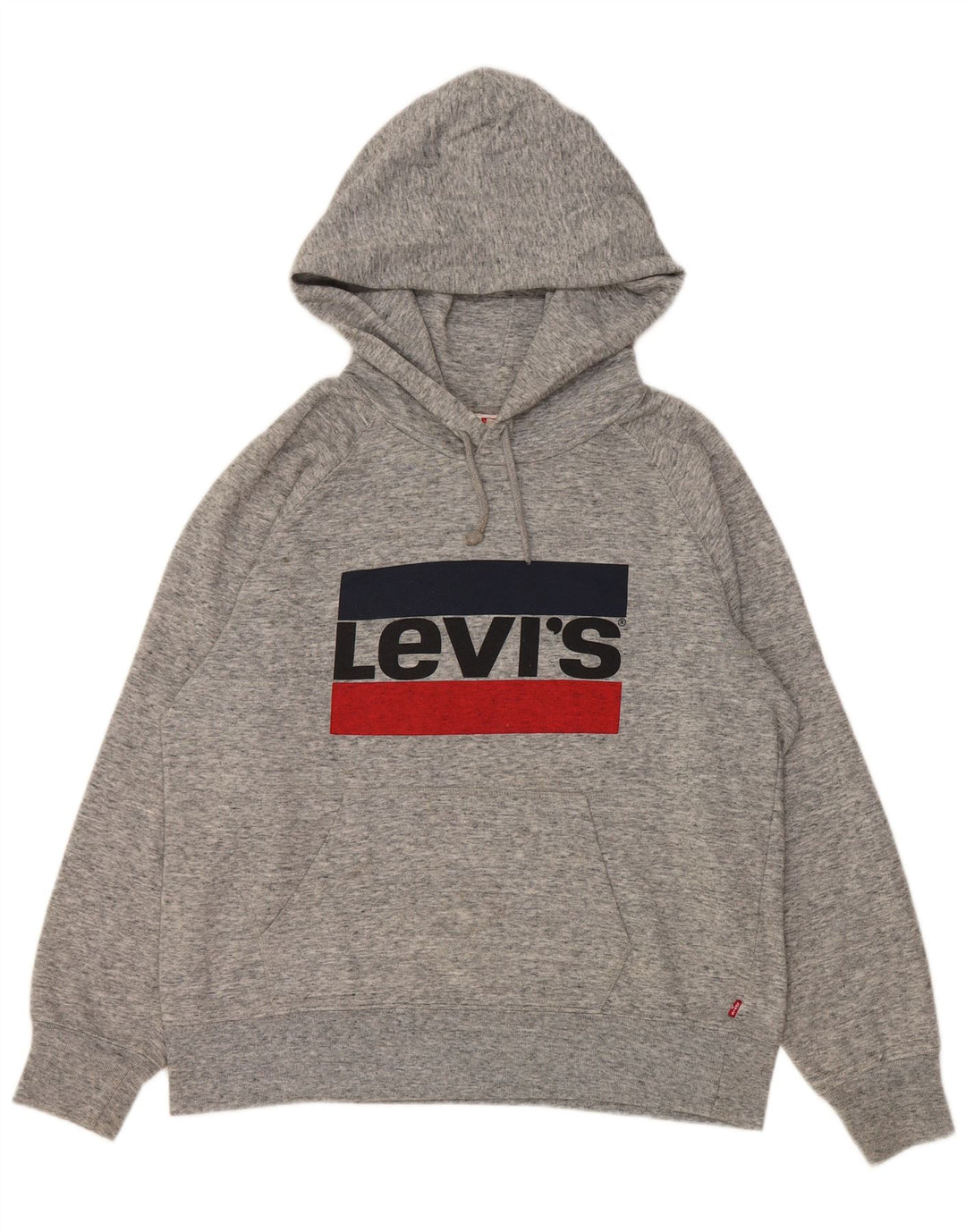 Pulover cu glugă supradimensionat cu grafic Levi's pentru femei UK 10 Small Gri Flecked