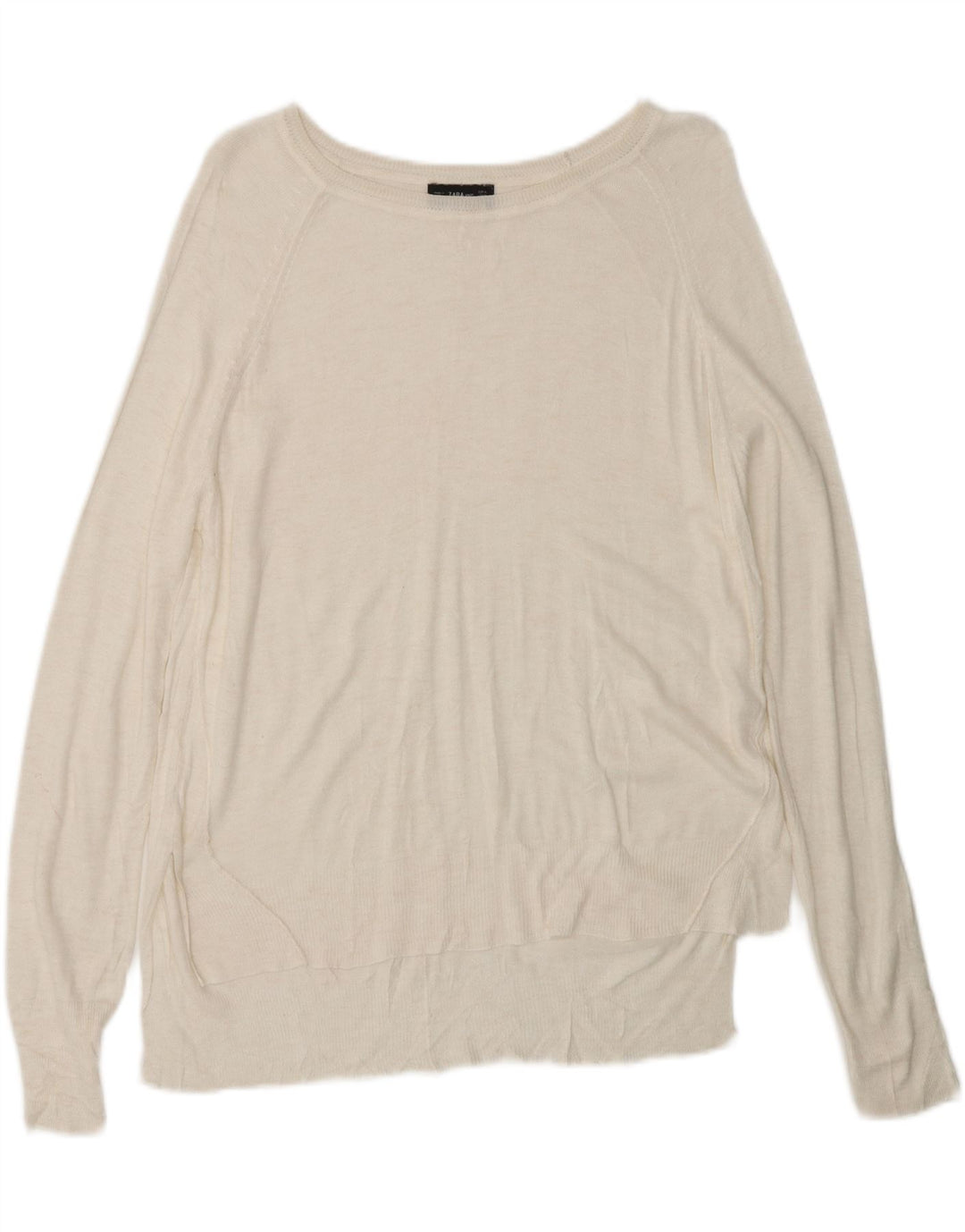 Pulover ZARA pentru damă cu gât de barcă, alb mediu, UK 14