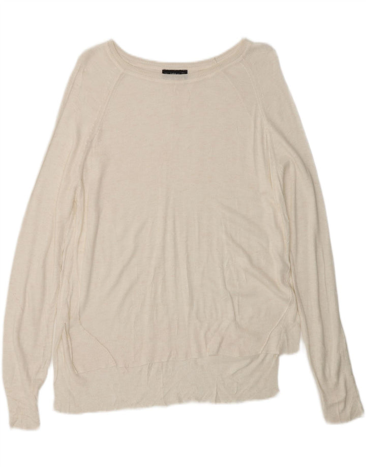 Pulover ZARA pentru damă cu gât de barcă, alb mediu, UK 14