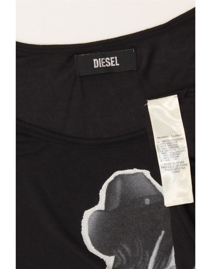Tricou grafic pentru femei Diesel Top UK 16 Large Black Viscose