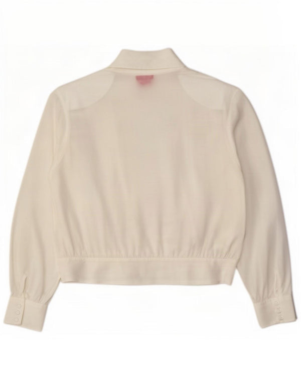 Bluză de damă vintage cămașă crop IT 48 XL poliester alb