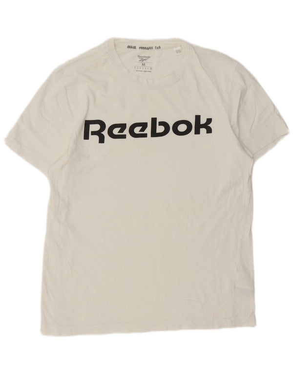 Reebok Mens Graphic T-Shirt Top Medium White Cotton