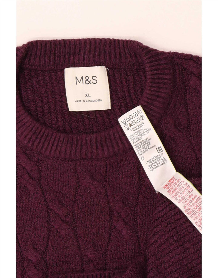 Pulover pentru bărbați Marks & Spencer, cu gât crew, XL, mov, poliamidă