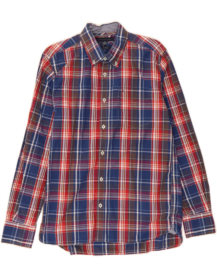 TOMMY HILFIGER Mens Custom Fit Shirt Medium Blue Check Cotton Vintage Tommy Hilfiger and Second-Hand Tommy Hilfiger from Messina Hembry 