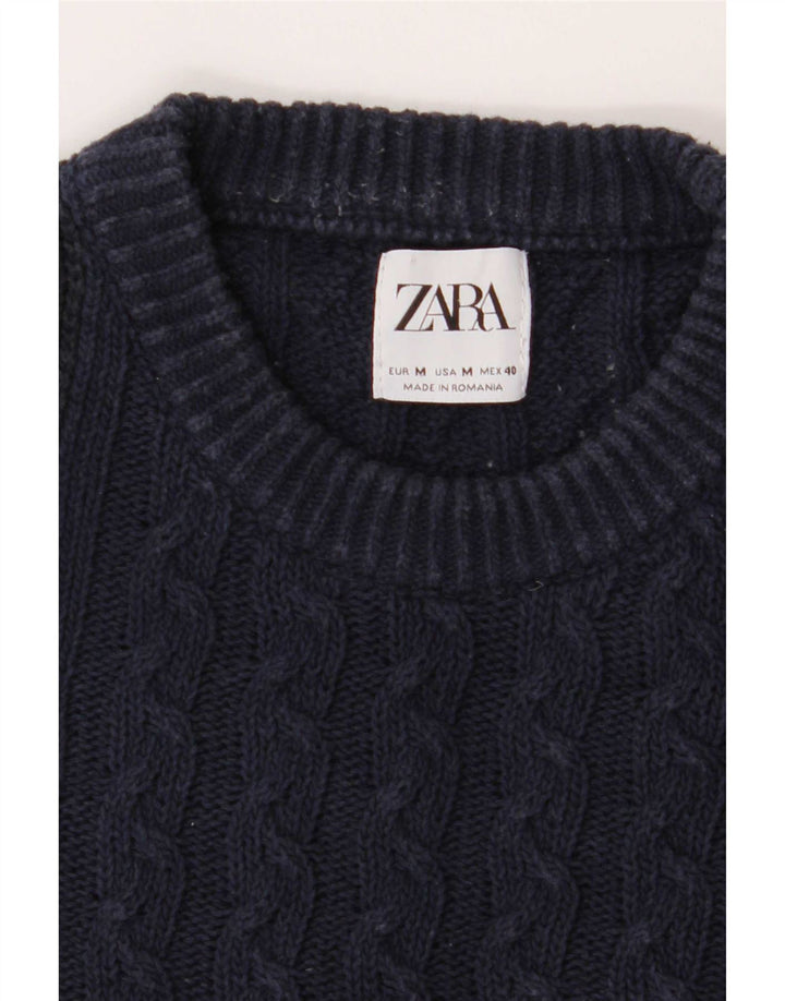 Pulover pentru bărbați Zara, cu gât crew, bleumarin mediu