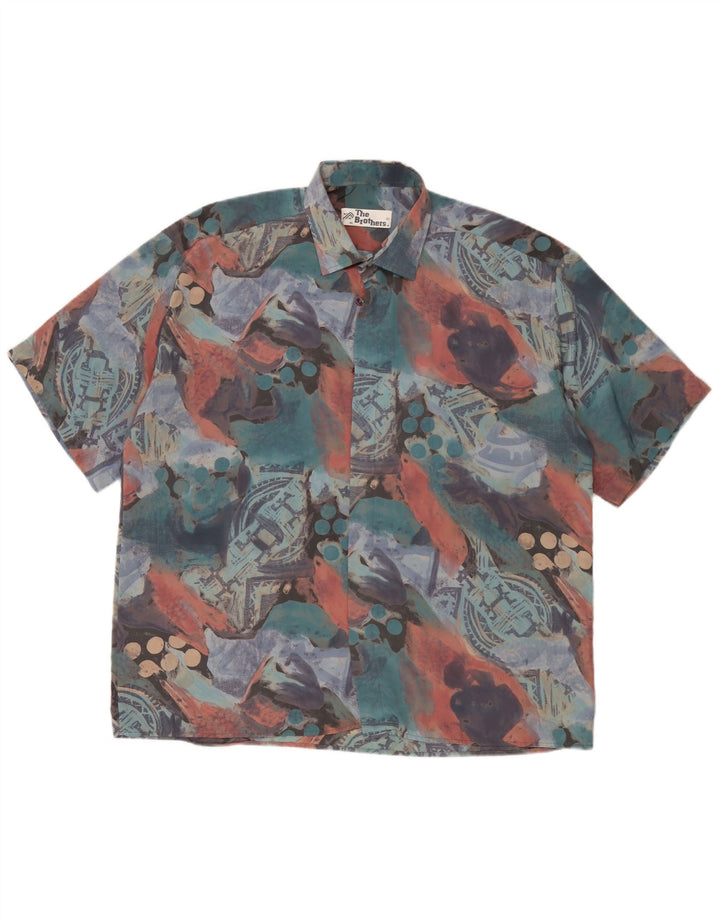 Cămașă cu mânecă scurtă pentru bărbați vintage cu model abstract, XL, multicoloră