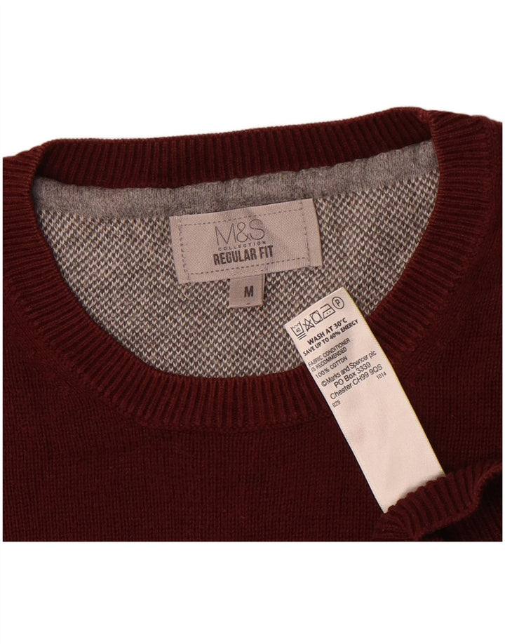 Pulover pentru bărbați Marks & Spencer, cu formă obișnuită, cu decolteu triplu, burgundă mediu
