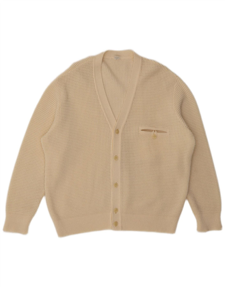 Pulover Cardigan Vintage pentru bărbați, lână albă, medie