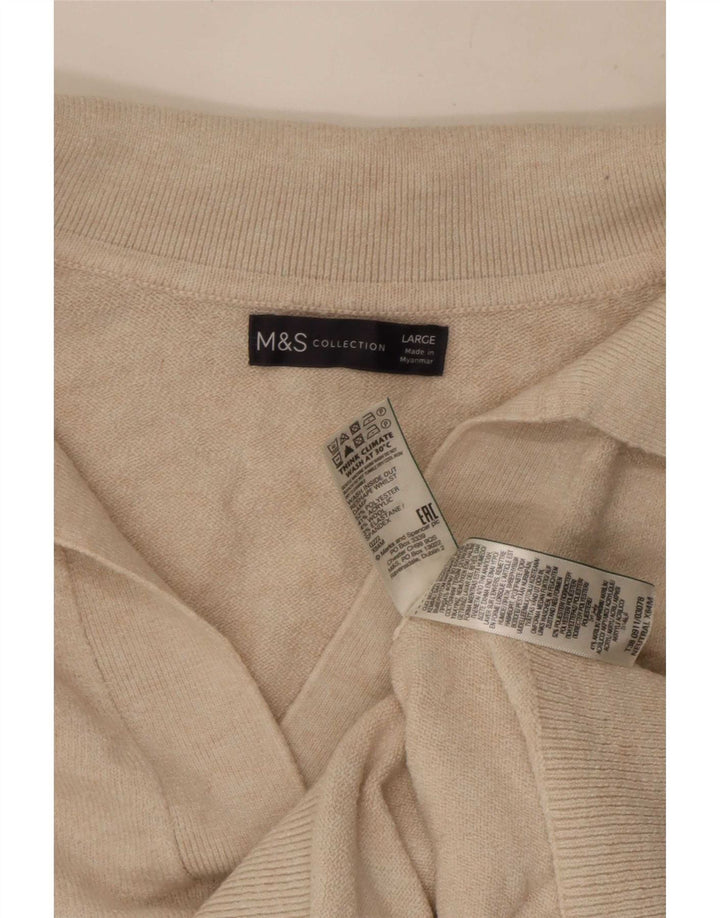 Marks & Spencer Pulover supradimensionat cu gât polo pentru femei UK 16 Large Bej
