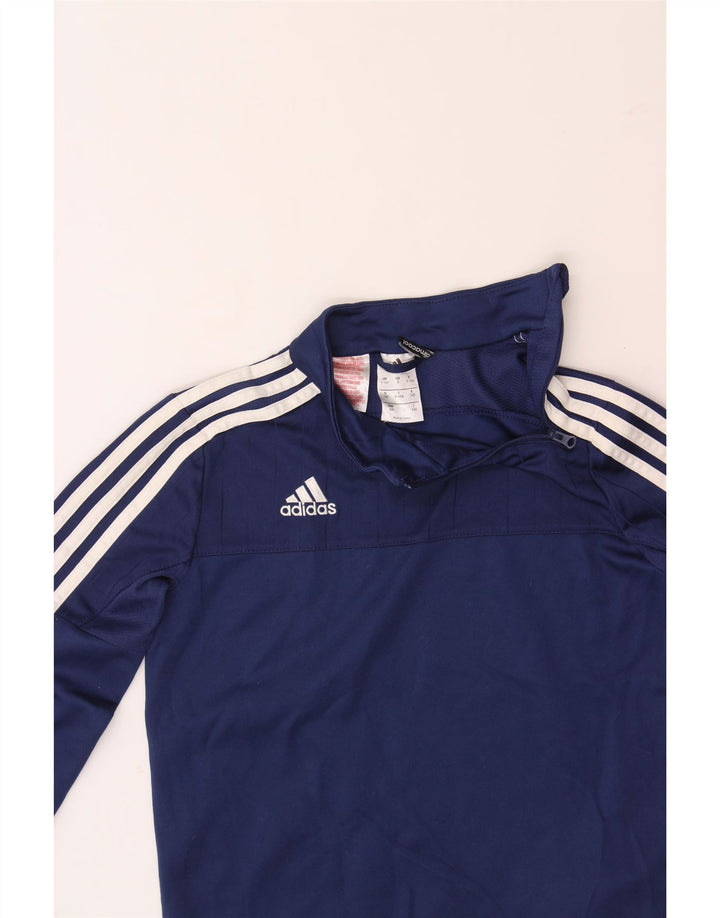 ADIDAS Boys Climacool Zip Neck Pullover Tracksuit Top 9-10 Years Navy Blue Vintage Adidas and Second-Hand Adidas from Messina Hembry 