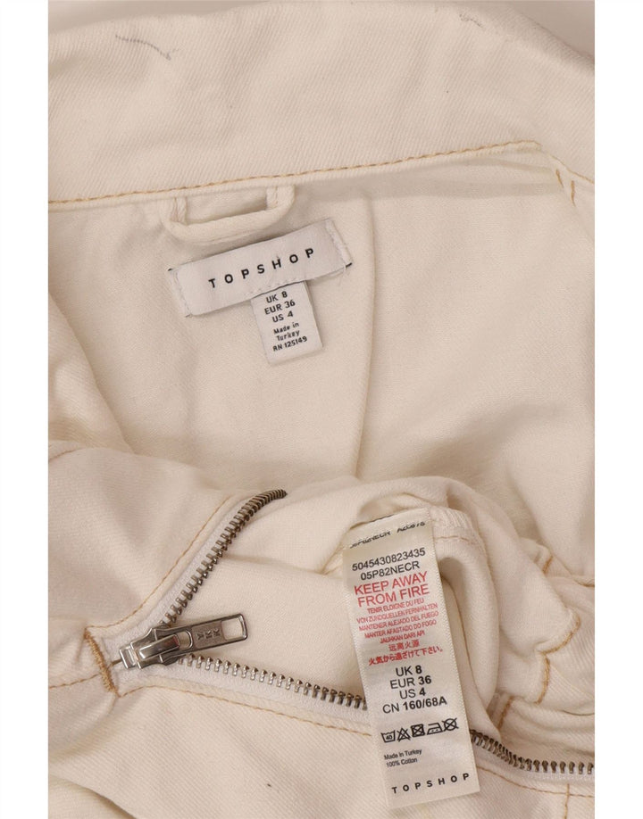 Combi denim pentru femei Topshop UK 8, bumbac alb mic