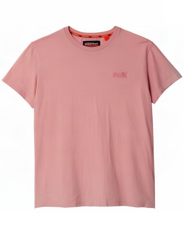 Superdry Womens T-Shirt Top UK 16 Large Pink Cotton