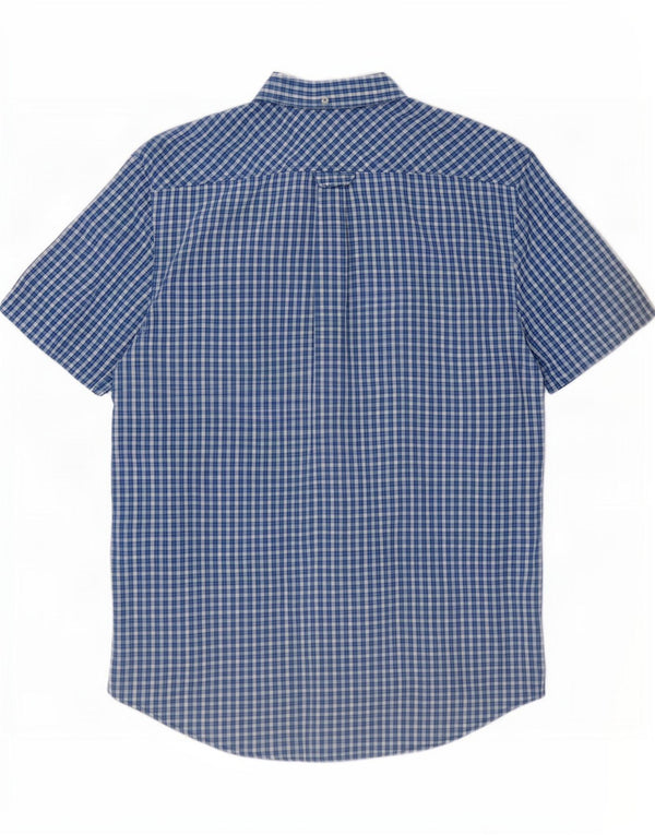 Ben Sherman Mens Short Sleeve Shirt Medium Blue Check Cotton