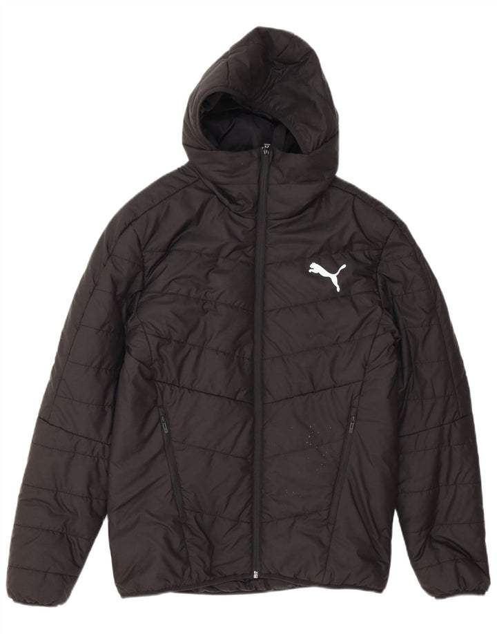 Jachetă căptușită cu glugă grafică Puma pentru bărbați UK 36 Poliester negru mic