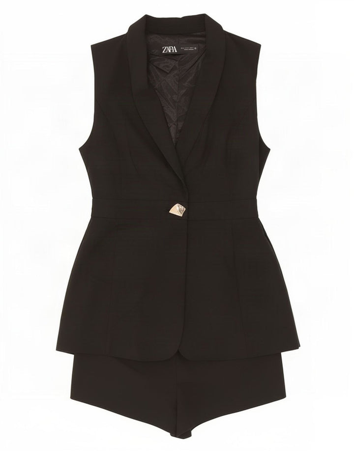 Costum pentru femei Zara fără mâneci UK 10 Poliester negru mic