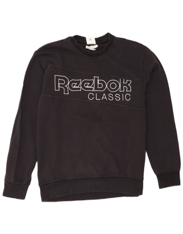 Pulover Reebok Classic Graphic pentru femei UK 18 XL, bumbac negru