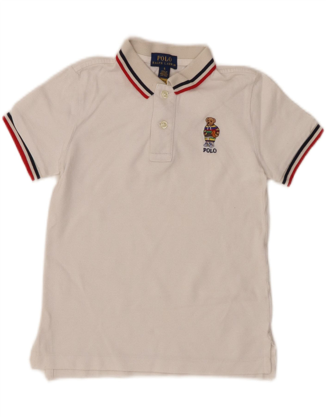Tricou polo RALPH LAUREN pentru baieti 5-6 ani alb