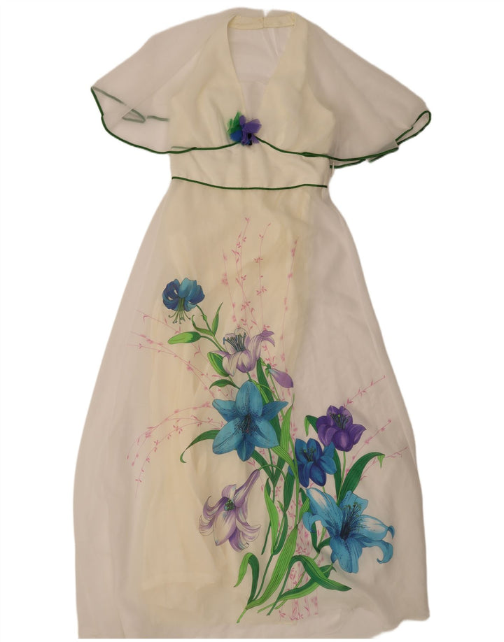 Rochie Maxi Vintage pentru Damă IT 46 Poliester Floral Alb Mare